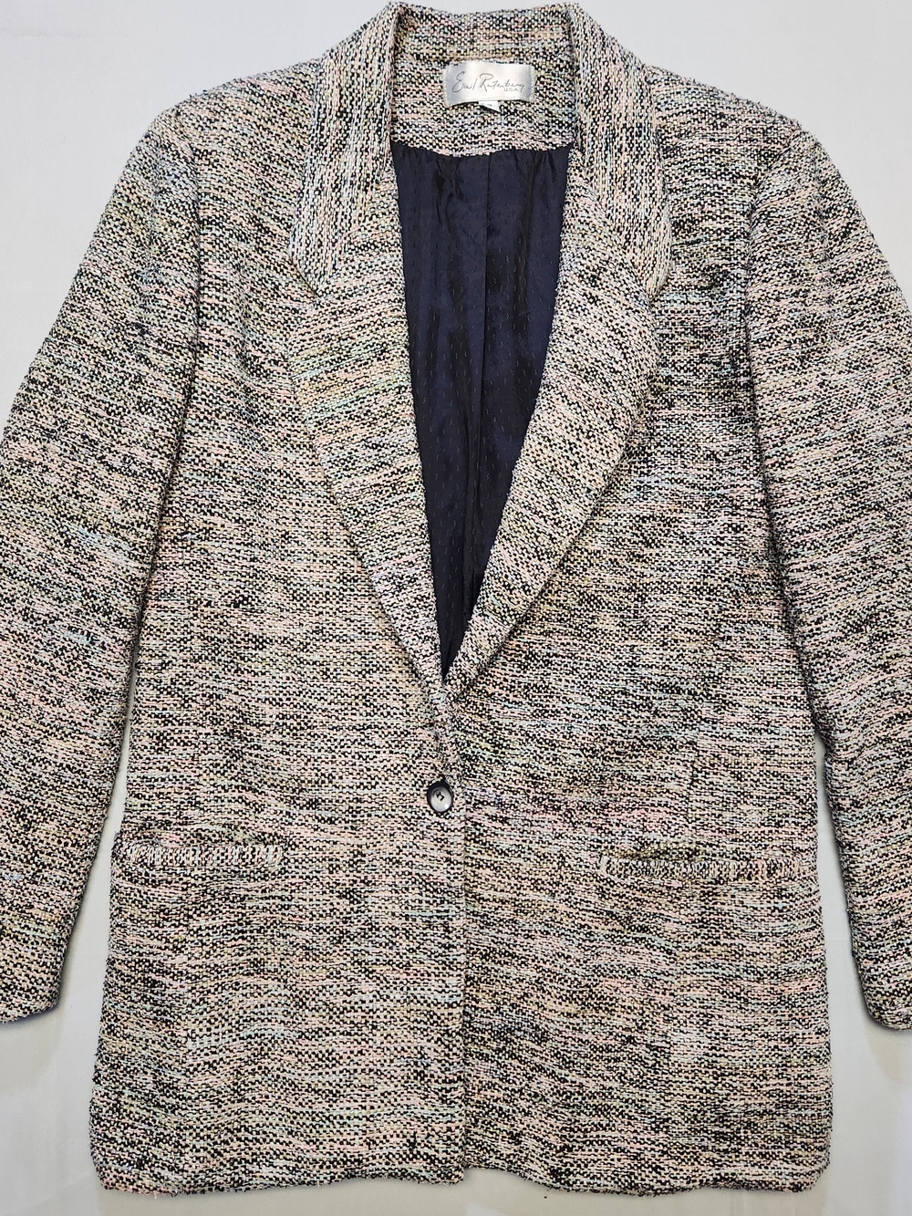 Multicolor Tweed Blazer - Women’s Single-Button Jacket
